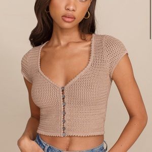 Reformation Caterina Open Knit Sweater Cream